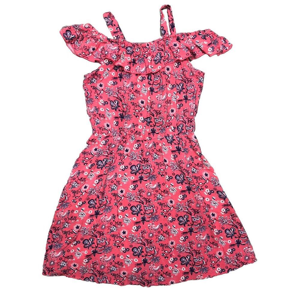 LILY BLEU Girls Cold Shoulder Pink Floral Dress 12